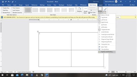 how to divide two sections in word