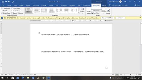 how to divide word document into 4 sections