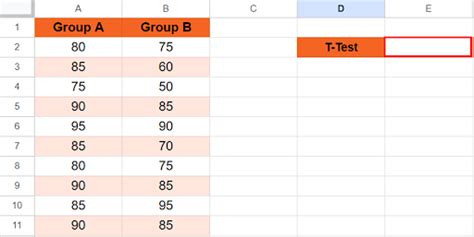 how to do a 2 sample t test in google sheets