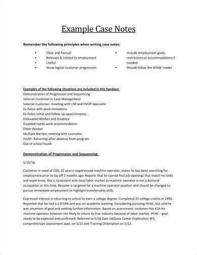 how to do a case note