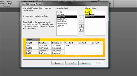 how to do a crosstab query in access