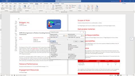 how to do a document compare on word