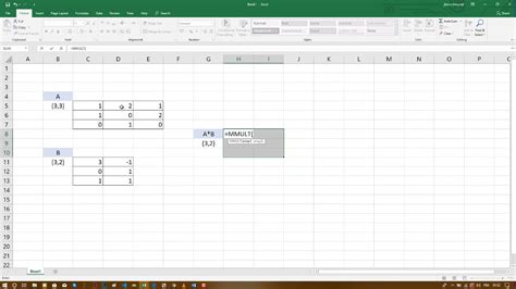 how to do a matrix multiplication in excel
