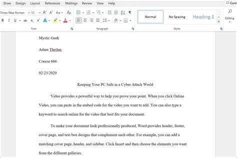 how to do a mla format in word