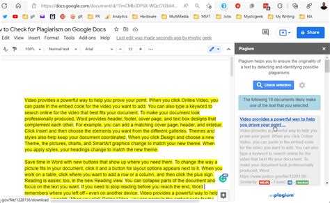 how to do a plagiarism check on google docs