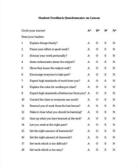 how to do a questionnaire for students