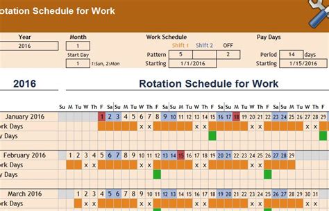 how to do a rotating schedule in excel