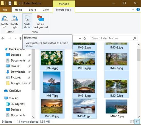 how to do a slideshow on windows 10
