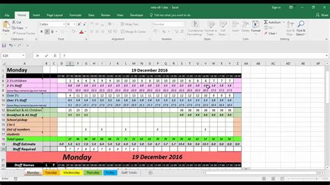 how to do a staff rota on excel
