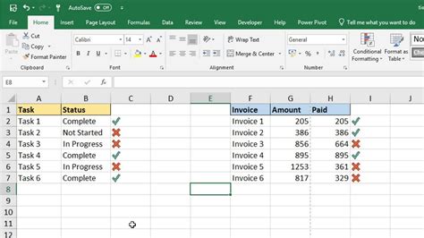 how to do a tick symbol in excel