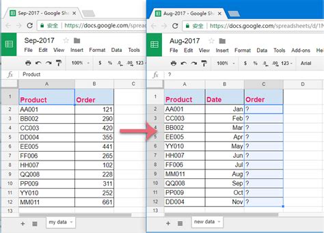 how to do a vlookup in google sheets between two tabs