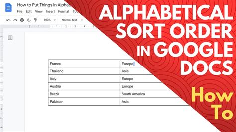 how to do abc order on google docs