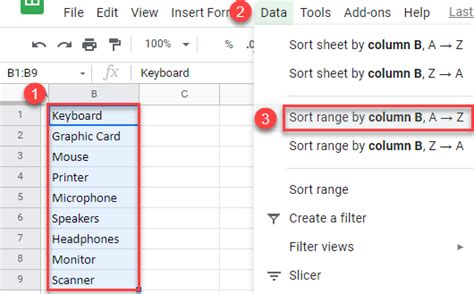 how to do abc order on google sheets