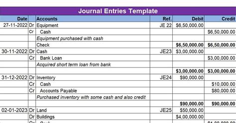 how to do accounting journal entries in excel
