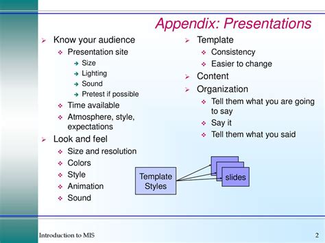 how to do an appendix in a presentation
