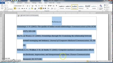 how to do bibliography in word document