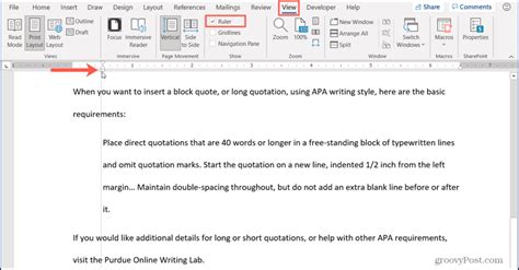 how to do block quote format in word