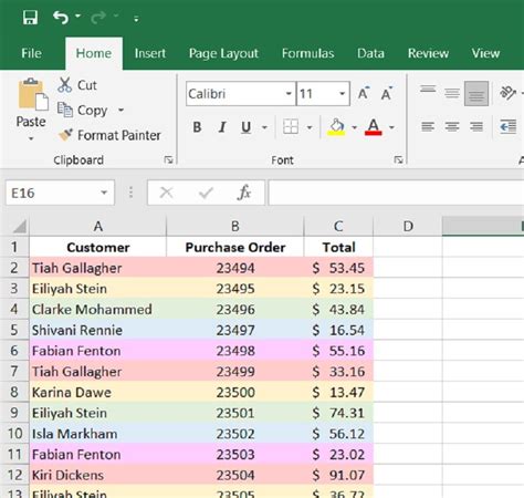 how to do different color rows in excel