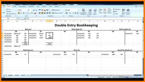 how to do double entry accounting in excel