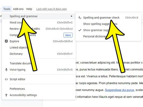 how to do grammar check on google docs