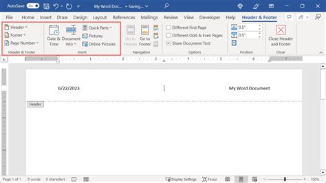 how to do header footer in word