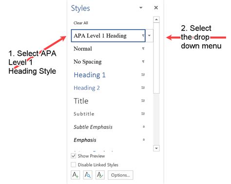 how to do level 1 headings in apa