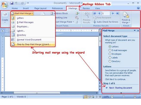 how to do mail merge in ms word 2007 step by step