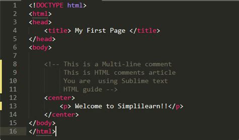 how to do multi line comment in html