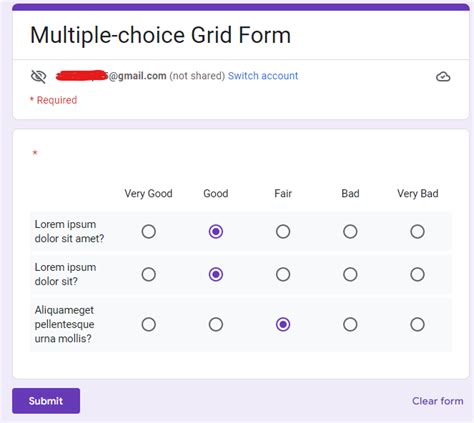 how to do multiple choice grid in google forms