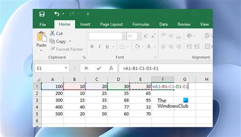 how to do one cell minus multiple cells in excel