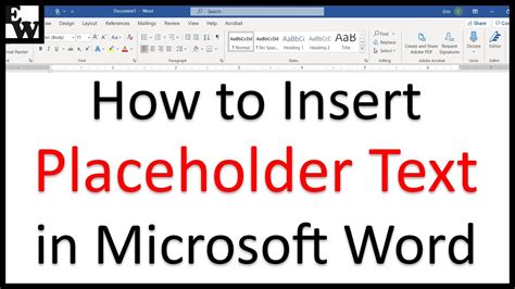 how to do placeholder text in word