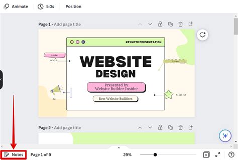 how to do presenter notes in canva