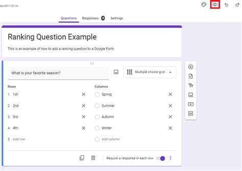 how to do ranked choice in google forms