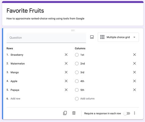 how to do ranked voting in google forms