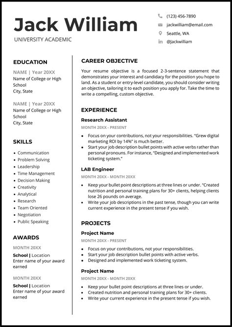 how to do resume in word