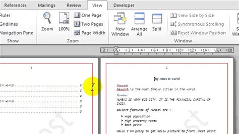 how to do single page view in word
