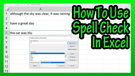 how to do spell check in excel sheet