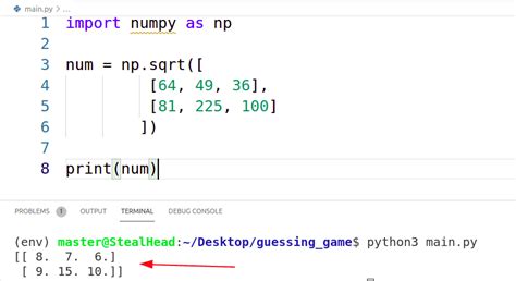 how to do sqrt in python numpy