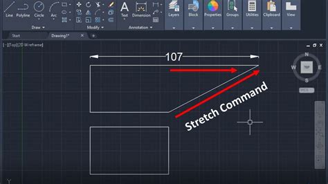 how to do stretch command in autocad