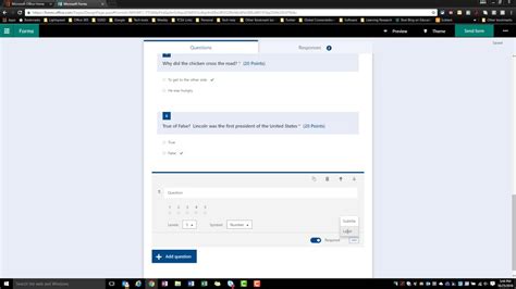 how to do sub questions in microsoft forms