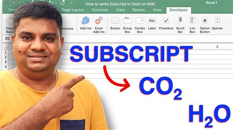 how to do subscript in excel mac