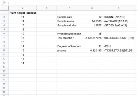 how to do t test on google spreadsheet