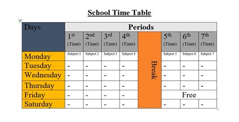 how to do time table in word