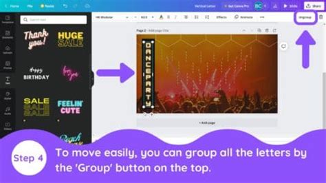 how to do vertical text in canva