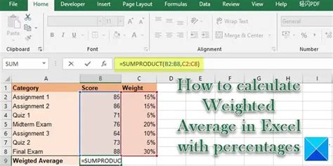 how to do weighted average in excel with percentages