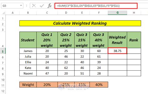 how to do weighted ranking in excel