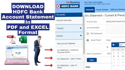 how to download hdfc bank statement in excel format