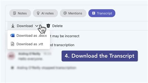 how to download transcript from new microsoft teams