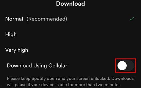 how to download using cellular data spotify