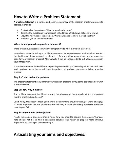 how to draft a problem statement